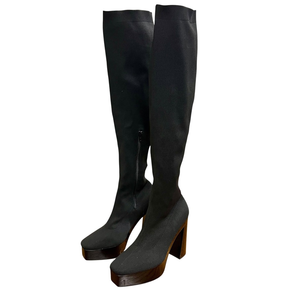 GIANNI BINI Jarvis Knit Over The Knee Platform Boots Block Heels Goth 10Size 10M